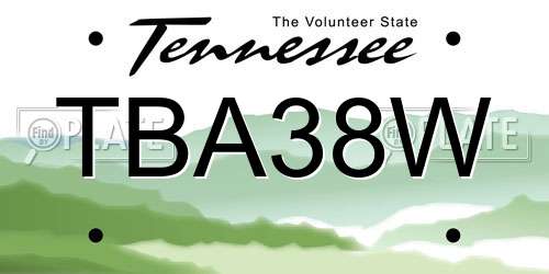 TBA38W Tennessee License Plate