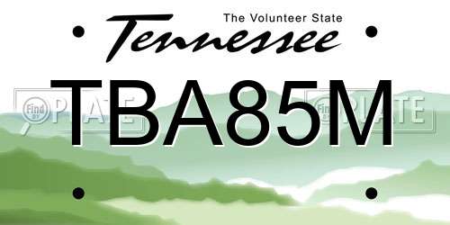 TBA85M Tennessee License Plate