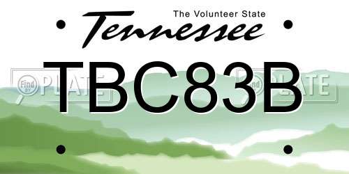 TBC83B Tennessee License Plate