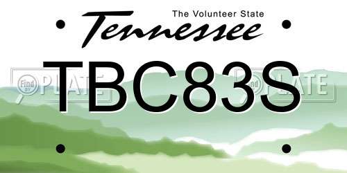 TBC83S Tennessee License Plate
