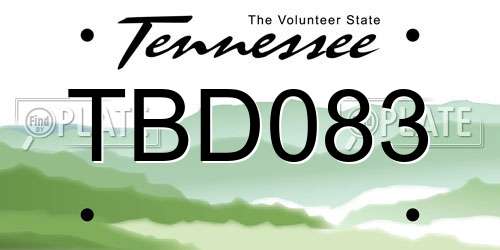 TBD083 Tennessee License Plate