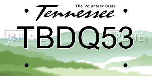 TBDQ53 Tennessee License Plate