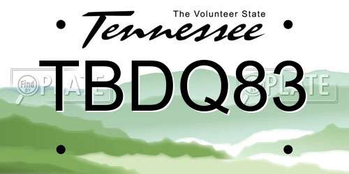 TBDQ83 Tennessee License Plate