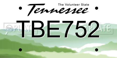TBE752 Tennessee License Plate