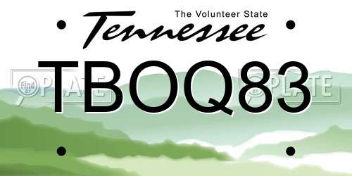 TBOQ83 Tennessee License Plate