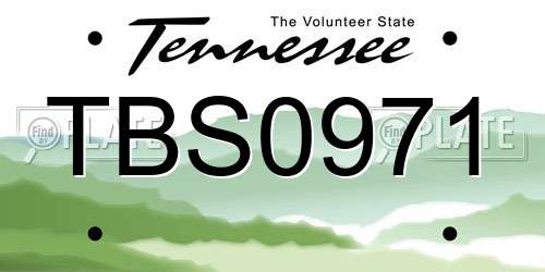 TBS0971 Tennessee License Plate
