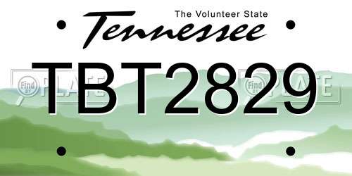 TBT2829 Tennessee License Plate