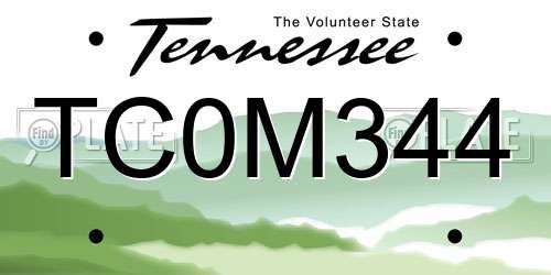TC0M344 Tennessee License Plate