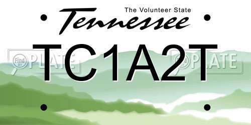 TC1A2T Tennessee License Plate