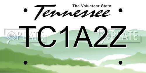 TC1A2Z Tennessee License Plate