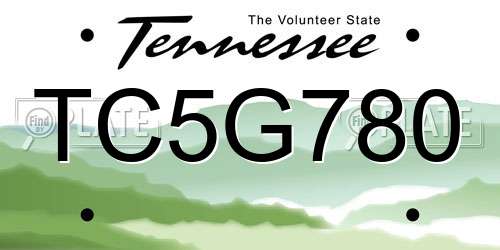 TC5G780 Tennessee License Plate