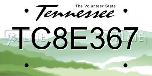 TC8E367 Tennessee License Plate
