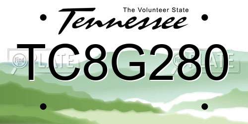 TC8G280 Tennessee License Plate