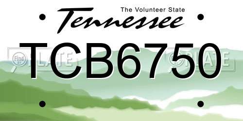 TCB6750 Tennessee License Plate