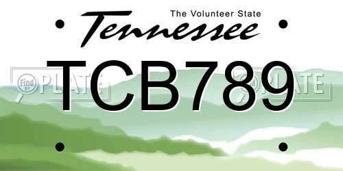 TCB789 Tennessee License Plate