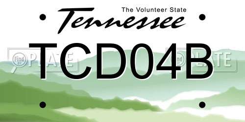 TCD04B Tennessee License Plate