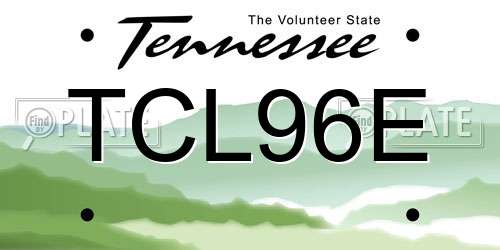 TCL96E Tennessee License Plate