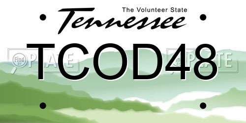 TCOD48 Tennessee License Plate