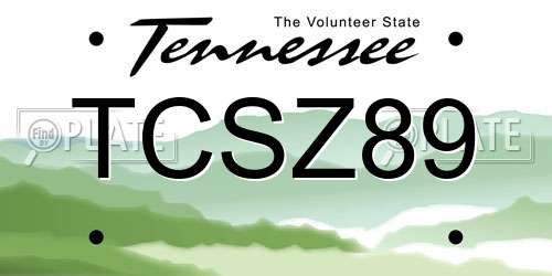 TCSZ89 Tennessee License Plate