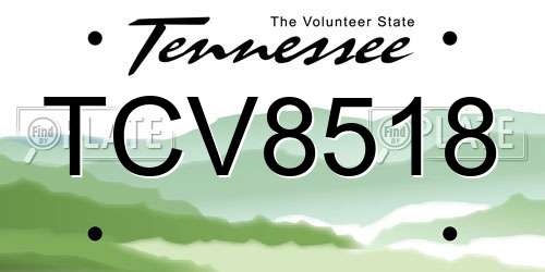 TCV8518 Tennessee License Plate