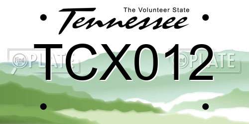 TCX012 Tennessee License Plate
