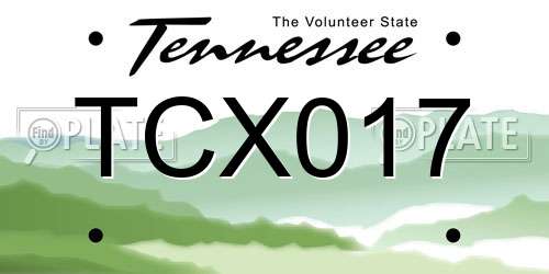 TCX017 Tennessee License Plate