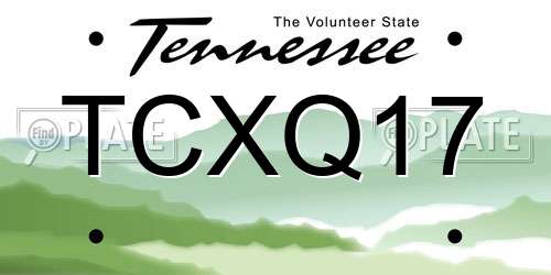TCXQ17 Tennessee License Plate