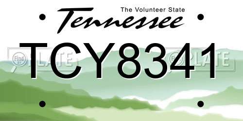 TCY8341 Tennessee License Plate