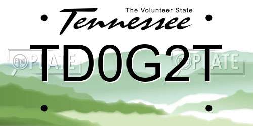TD0G2T Tennessee License Plate