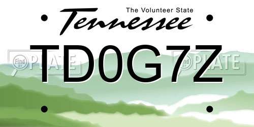 TD0G7Z Tennessee License Plate