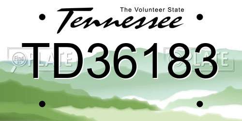 TD36183 Tennessee License Plate