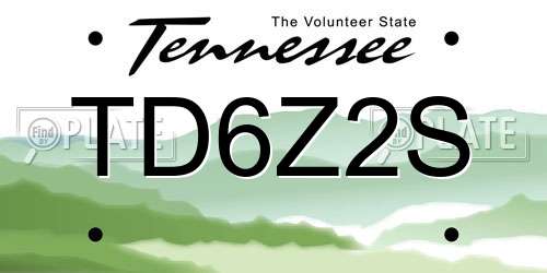 TD6Z2S Tennessee License Plate