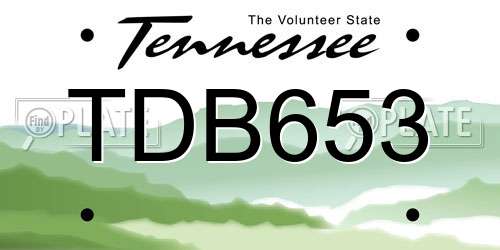 TDB653 Tennessee License Plate
