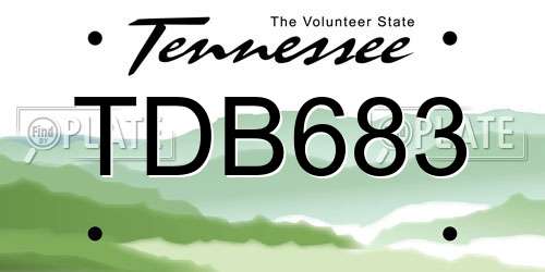 TDB683 Tennessee License Plate