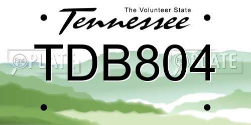 TDB804 Tennessee License Plate