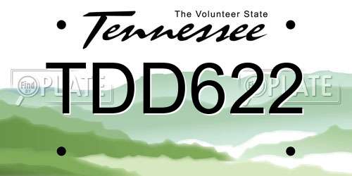 TDD622 Tennessee License Plate