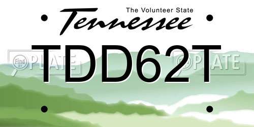 TDD62T Tennessee License Plate