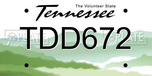 TDD672 Tennessee License Plate