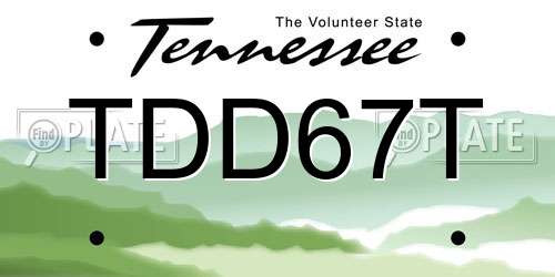 TDD67T Tennessee License Plate