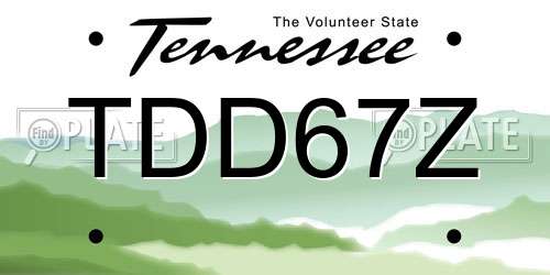 TDD67Z Tennessee License Plate