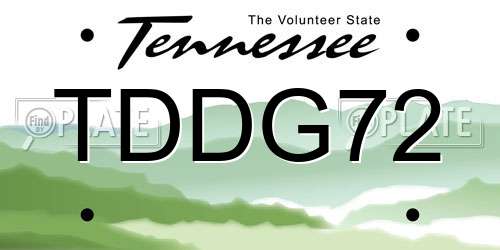 TDDG72 Tennessee License Plate