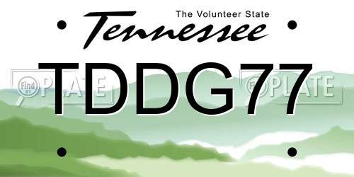 TDDG77 Tennessee License Plate