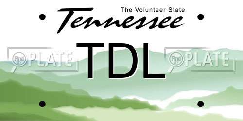 TDL Tennessee License Plate