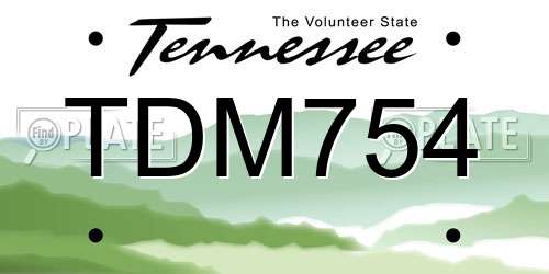 TDM754 Tennessee License Plate