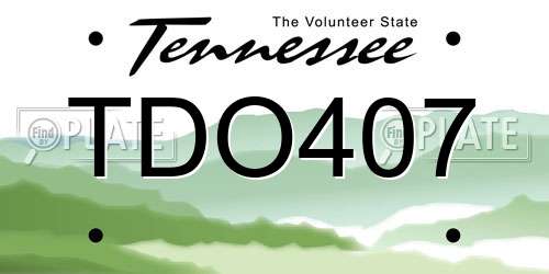 TDO407 Tennessee License Plate