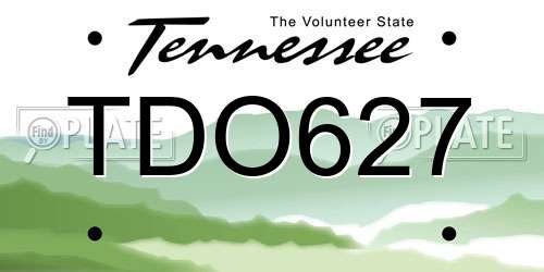 TDO627 Tennessee License Plate