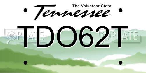 TDO62T Tennessee License Plate
