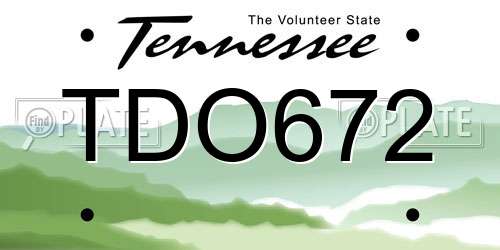 TDO672 Tennessee License Plate