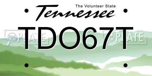 TDO67T Tennessee License Plate