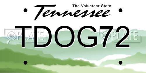 TDOG72 Tennessee License Plate